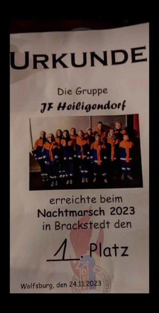Siegerehrung zum Nachtmarsch 2023: DIE Urkunde, Foto: Freiwillige Feuerwehr Heiligendorf